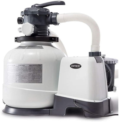 Intex 26651EG Krystal Clear 16 Inch 3,000 GPH Above Ground Pool Sand Filter Pump with Automatic Timer, GFCI, and 6 Function Control, Gray