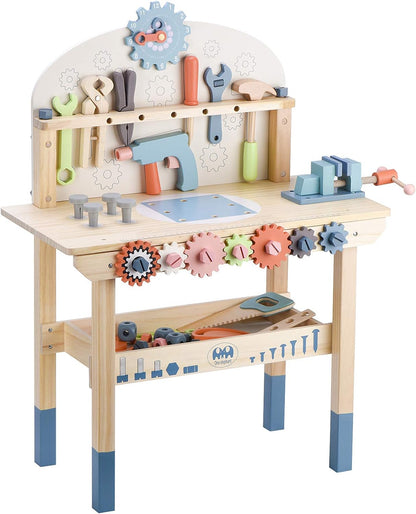 Children's tool table toys game workbench wooden tool table workshop workbench with tool set wooden construction workbench toys