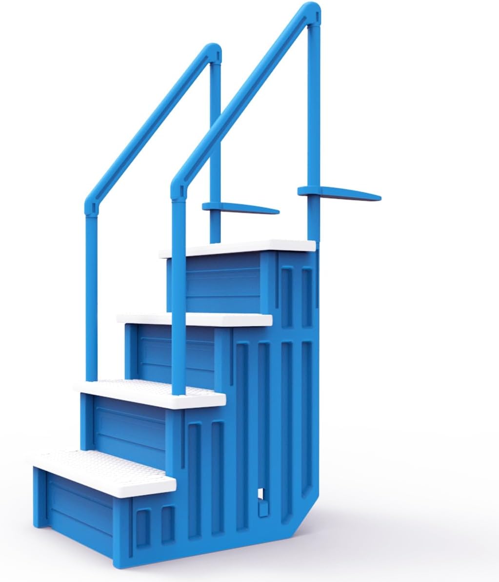 Select Anti-Slip in-Pool Steps | Gray | for Above Ground Swimming Pools | Can Mount to Decks 48" to 54" H | Safety Stairs Capacity Up to 300 lbs