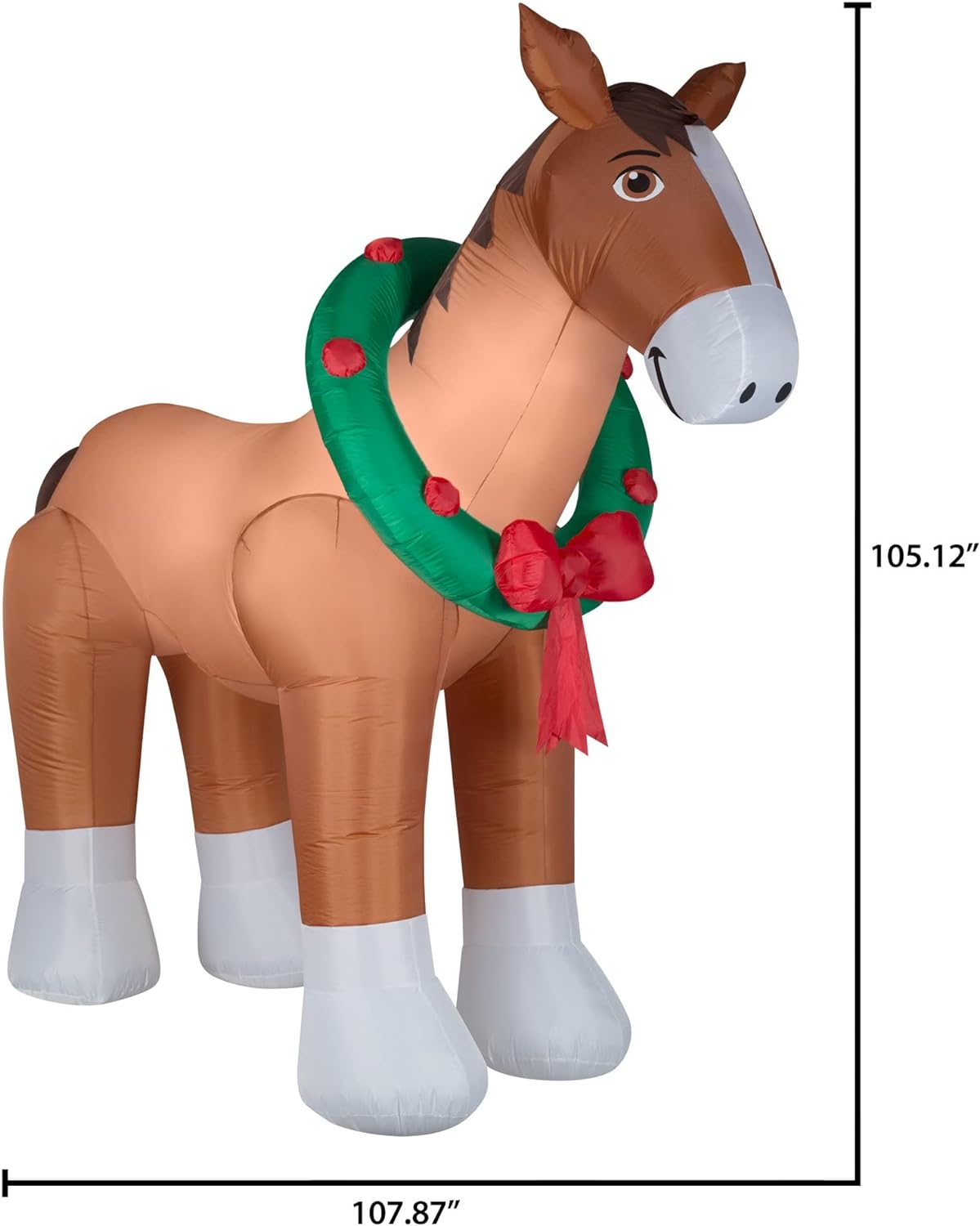 Christmas Inflatables Clydesdale Horse Holiday Inflatable, 9 Foot Wide and Lights Up, Comes with Tether Stakes, Rope, Power Supply and Two Bonus Repair Patches Brown MTR-17148