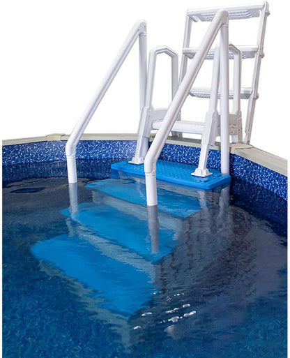 Select Anti-Slip in-Pool Steps | Gray | for Above Ground Swimming Pools | Can Mount to Decks 48" to 54" H | Safety Stairs Capacity Up to 300 lbs